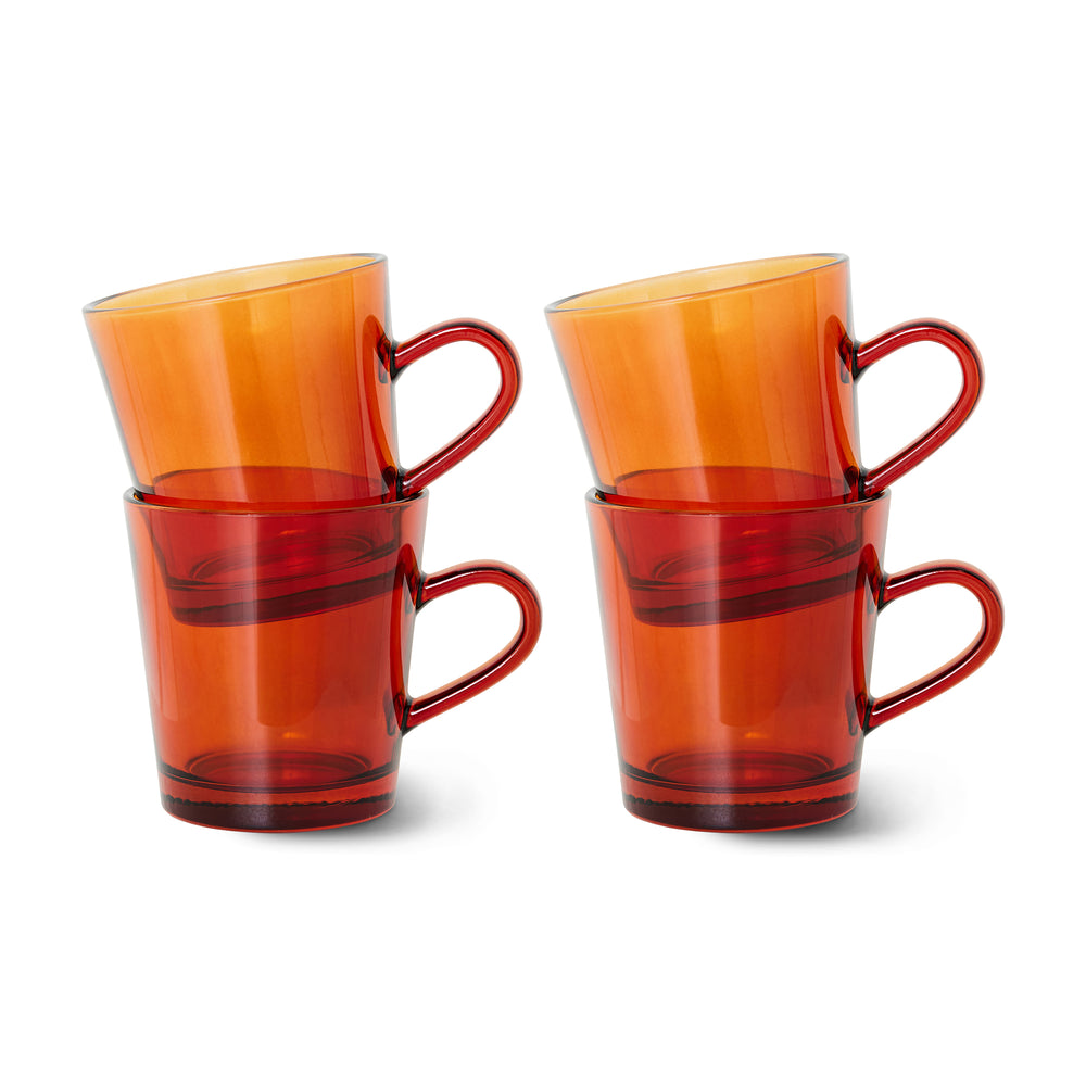 HKliving - 70's Glas Kaffeebecher (4er-Set) | amber brown