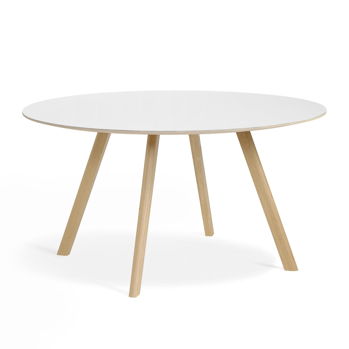 HAY - Copenhague CPH25 Esstisch (rund) | Ø 140 cm / Linoleum off-white, Ø 140 cm / Laminat weiß
